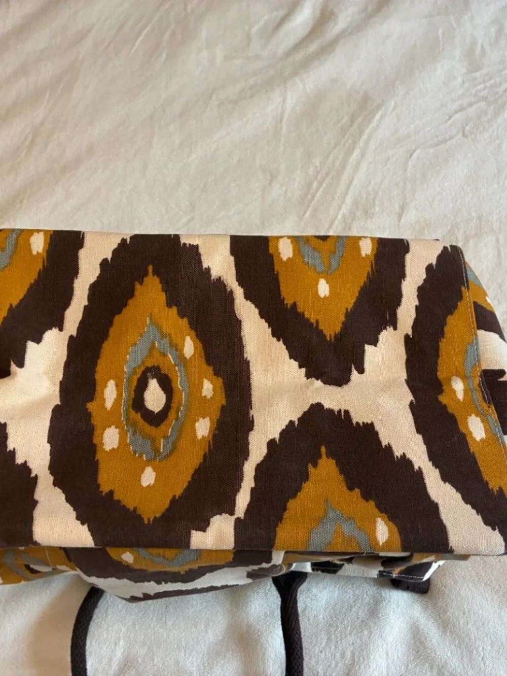 Rock Flower Paper Canvas Tote Bag Shoulder Bag Multi Pocket Brown Mustard